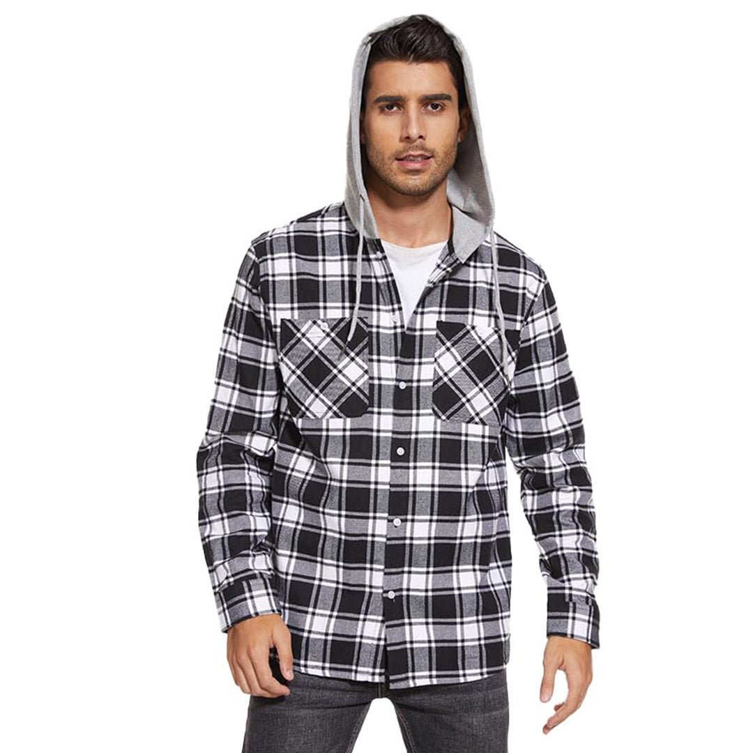 Men's Buffalo Plaid Hooded Casual Shirt Jacket