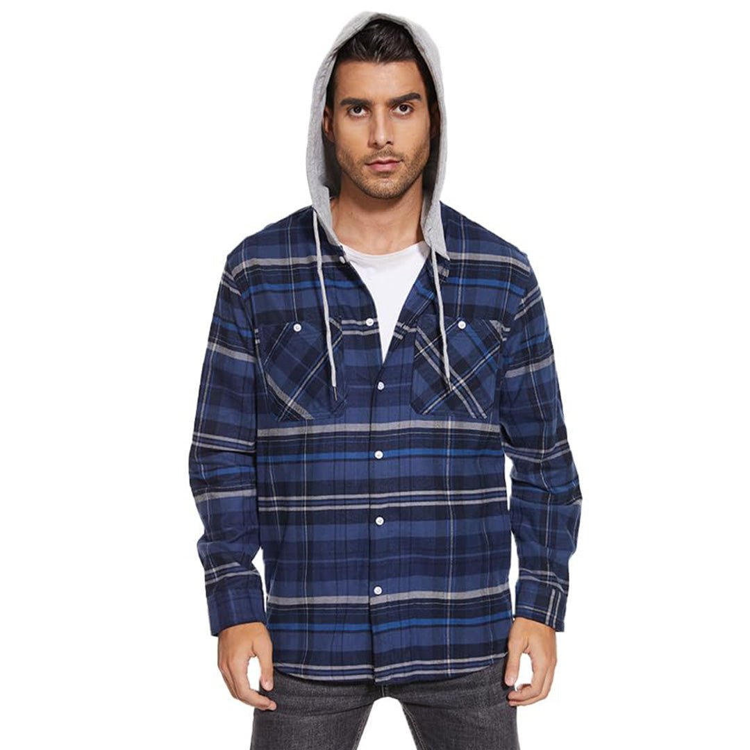 Men's Buffalo Plaid Hooded Casual Shirt Jacket