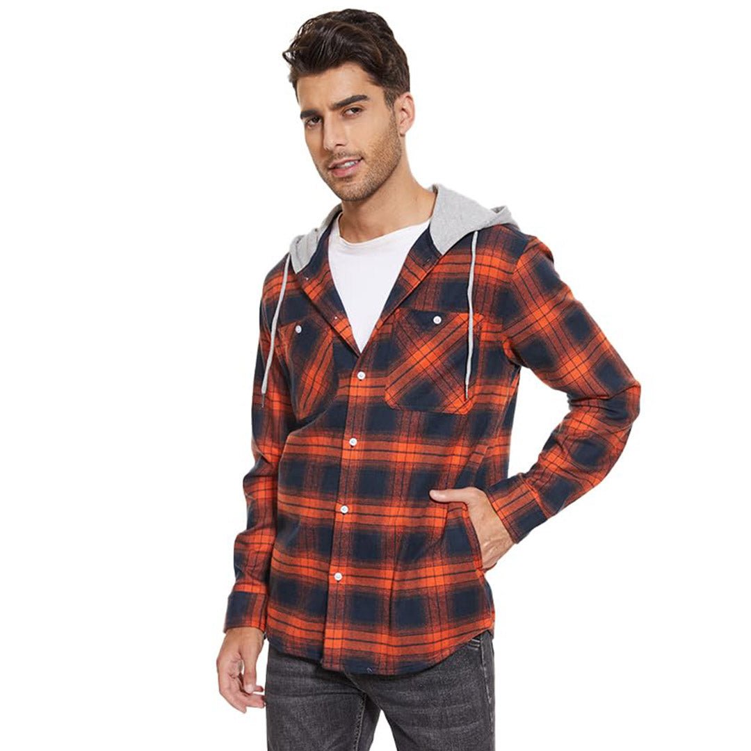 Men's Buffalo Plaid Hooded Casual Shirt Jacket