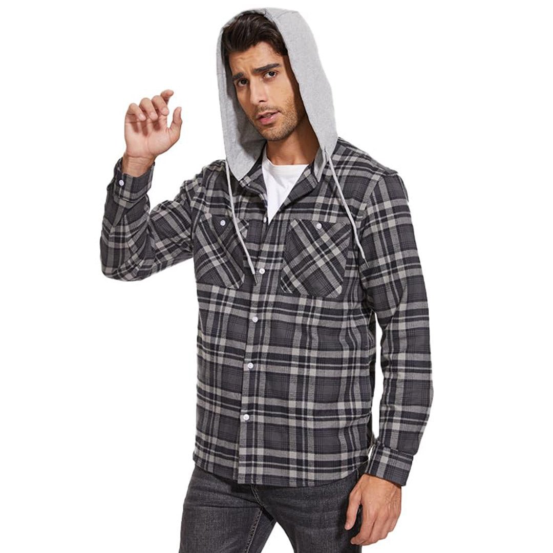 Men's Buffalo Plaid Hooded Casual Shirt Jacket