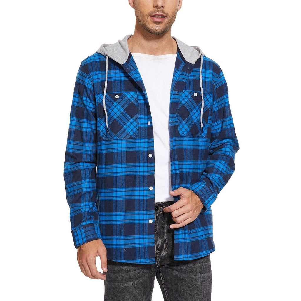 Men's Buffalo Plaid Hooded Casual Shirt Jacket