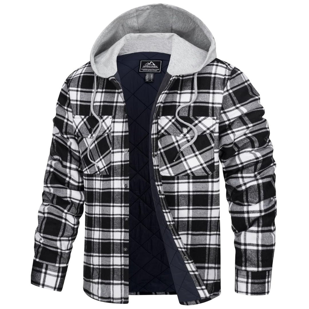 Men's Winter Warm Hooded Heavyweight Cotton Flannel Jacket
