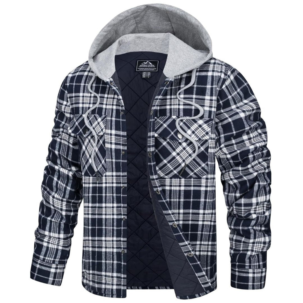 Men's Winter Warm Hooded Heavyweight Cotton Flannel Jacket