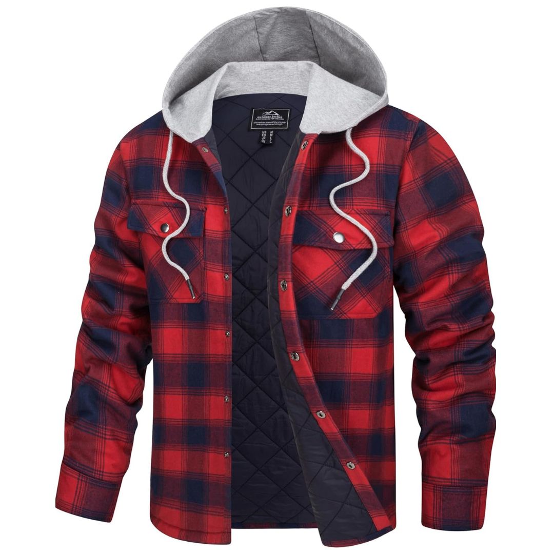 Men's Winter Warm Hooded Heavyweight Cotton Flannel Jacket