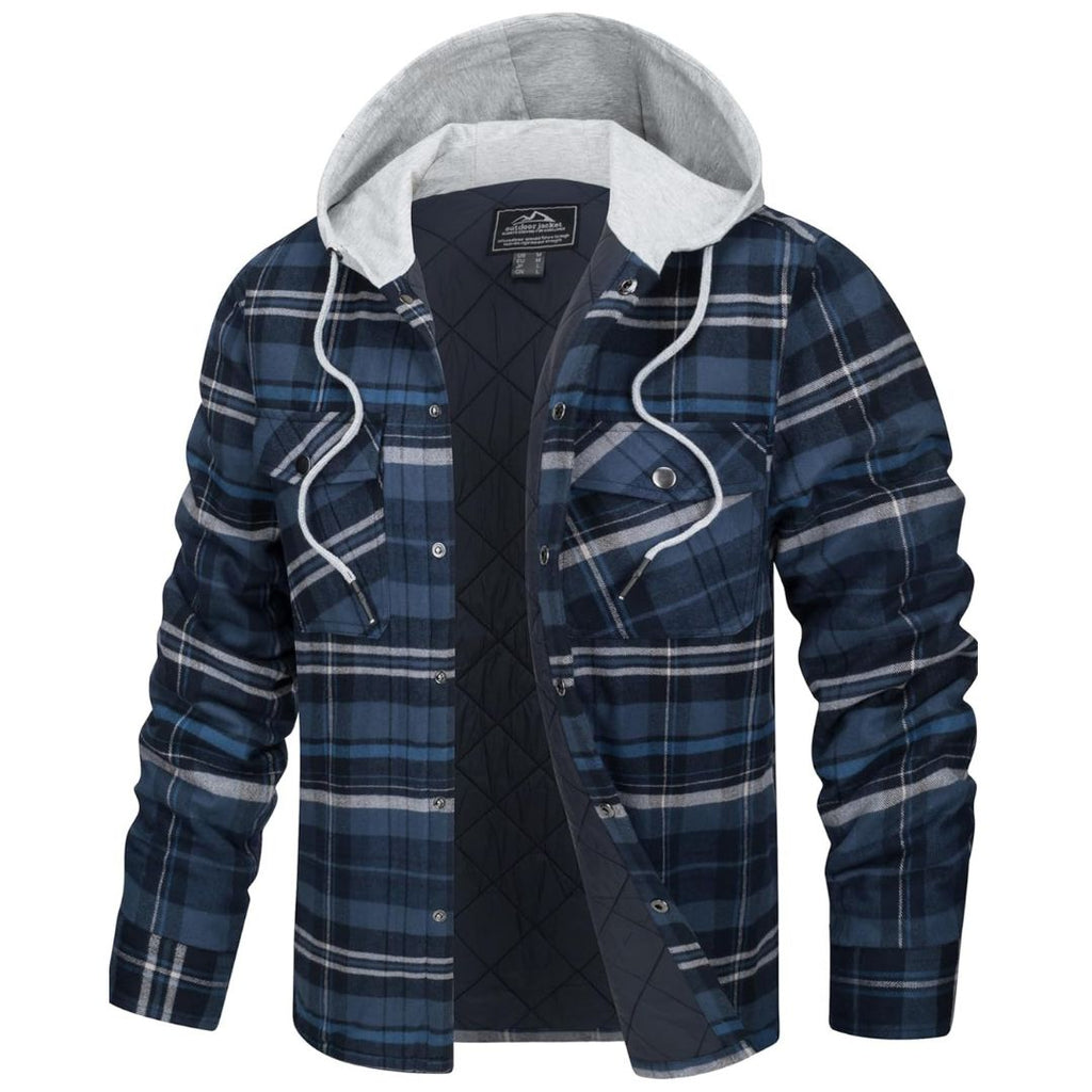 Men's Winter Warm Hooded Heavyweight Cotton Flannel Jacket