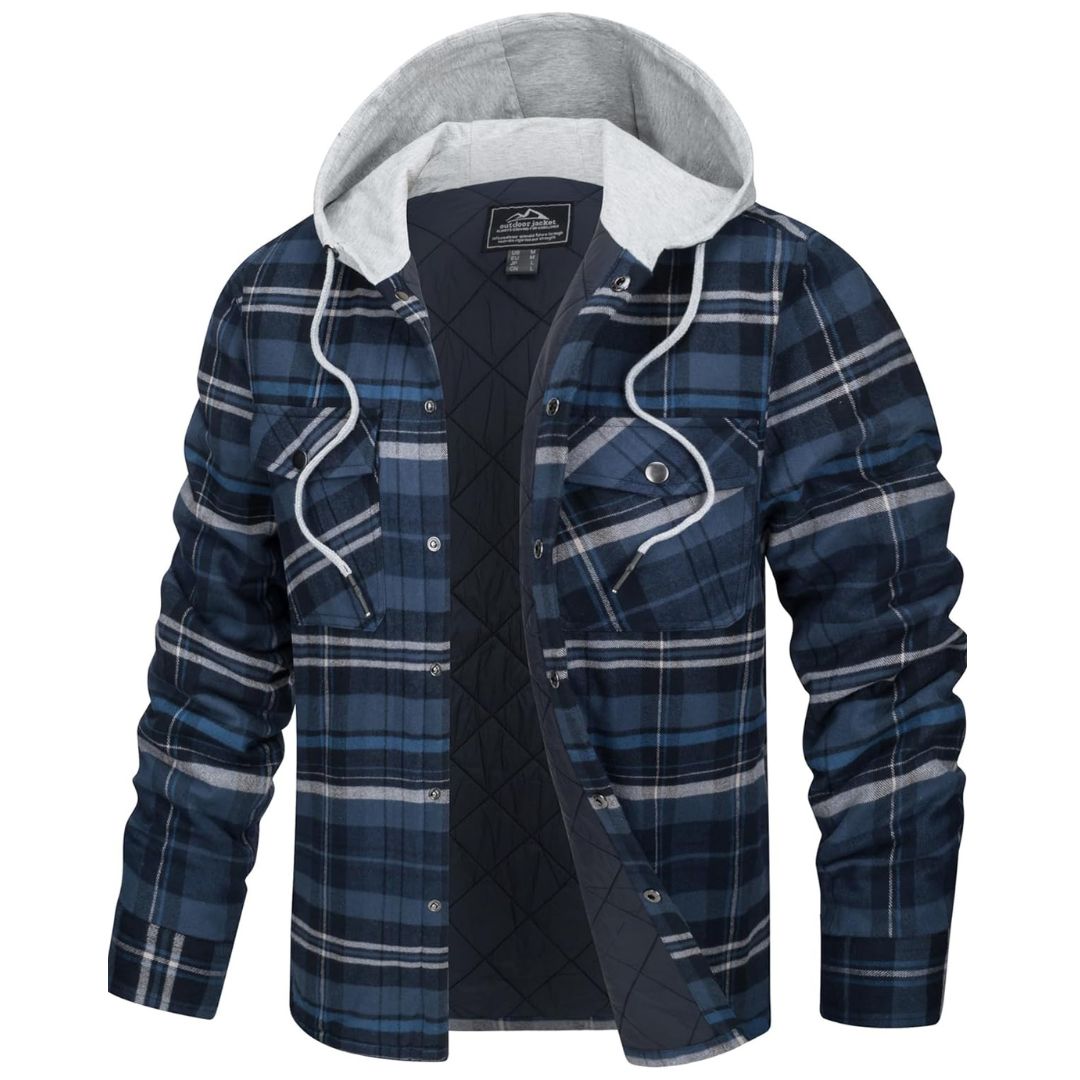Men's Winter Warm Hooded Heavyweight Cotton Flannel Jacket