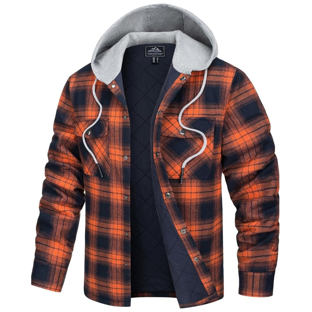 Men's Winter Warm Hooded Heavyweight Cotton Flannel Jacket
