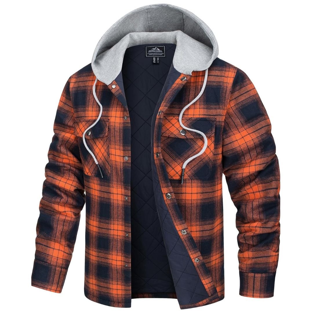 Men's Winter Warm Hooded Heavyweight Cotton Flannel Jacket