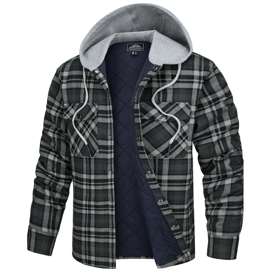Men's Winter Warm Hooded Heavyweight Cotton Flannel Jacket
