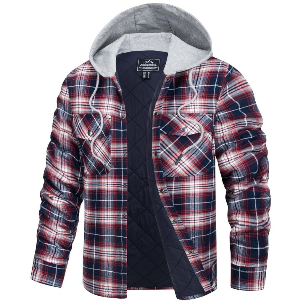 Men's Winter Warm Hooded Heavyweight Cotton Flannel Jacket