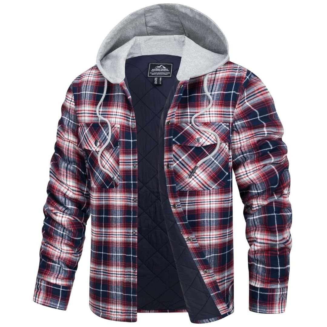 Men's Winter Warm Hooded Heavyweight Cotton Flannel Jacket