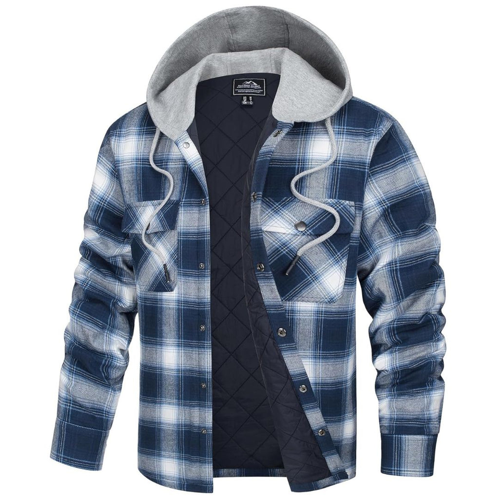 Men's Winter Warm Hooded Heavyweight Cotton Flannel Jacket