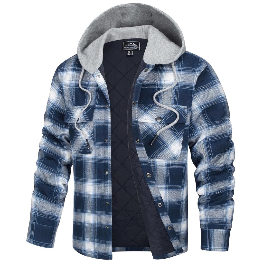 Men's Winter Warm Hooded Heavyweight Cotton Flannel Jacket