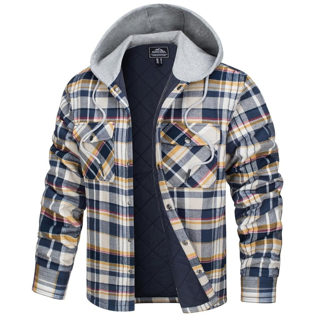 Men's Winter Warm Hooded Heavyweight Cotton Flannel Jacket
