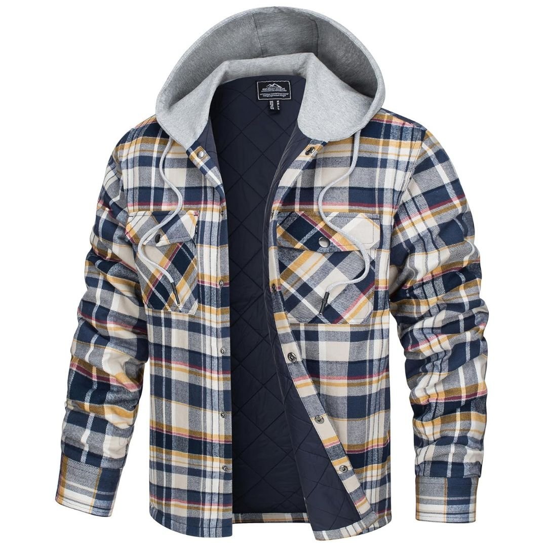 Men's Winter Warm Hooded Heavyweight Cotton Flannel Jacket