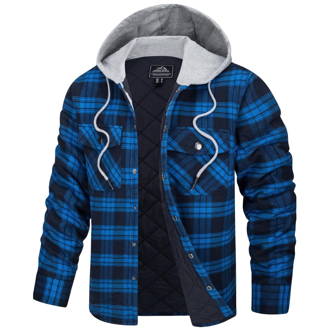 Men's Winter Warm Hooded Heavyweight Cotton Flannel Jacket