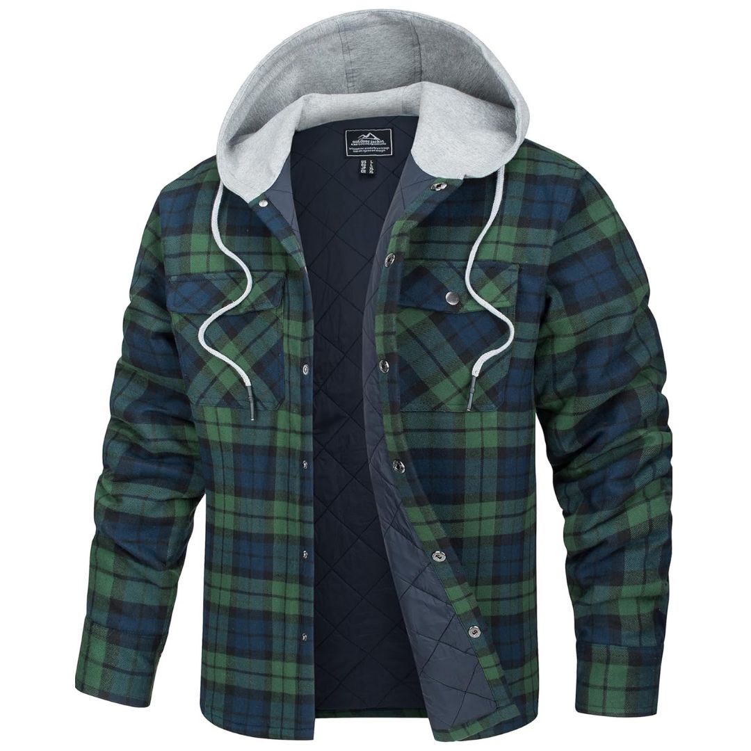 Men's Winter Warm Hooded Heavyweight Cotton Flannel Jacket