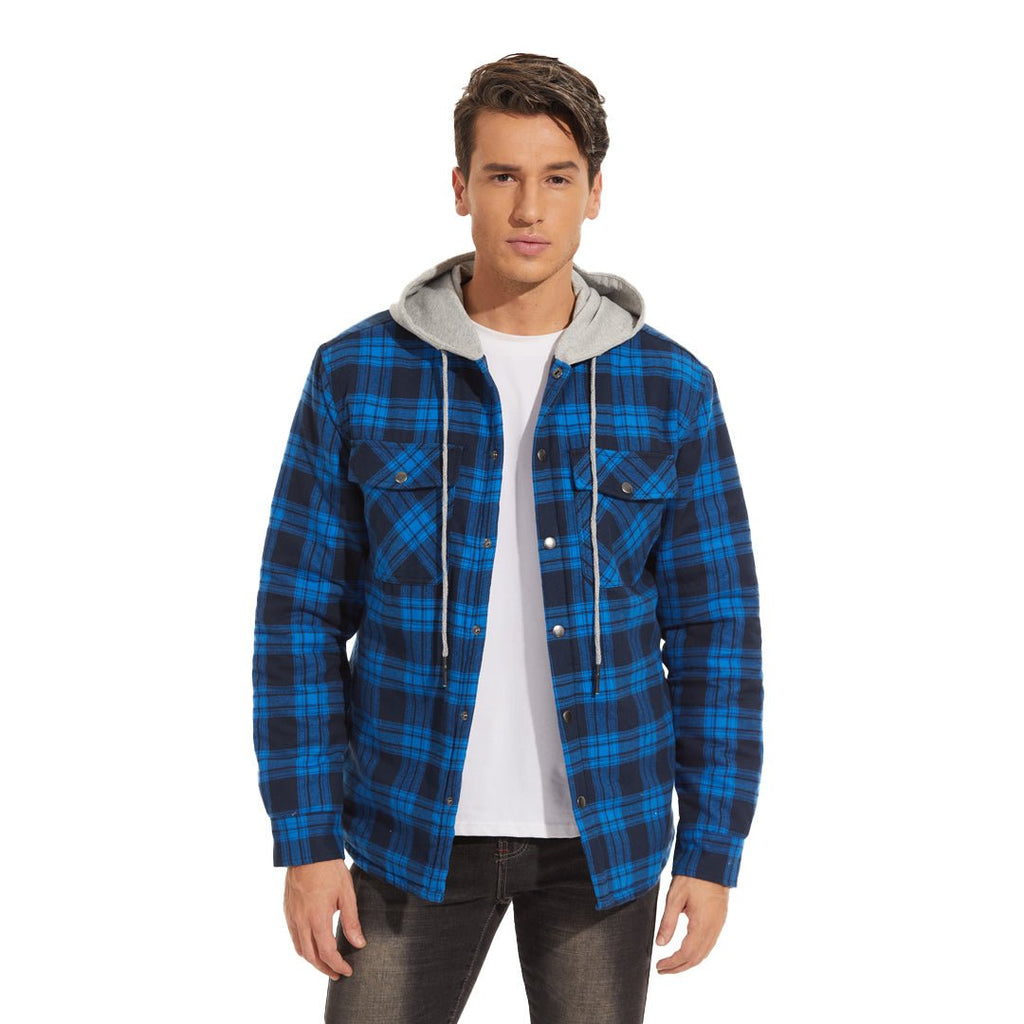 Men's Winter Warm Hooded Heavyweight Cotton Flannel Jacket