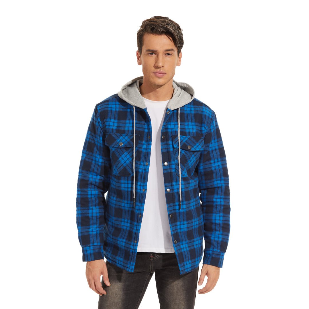 Men's Winter Warm Hooded Heavyweight Cotton Flannel Jacket