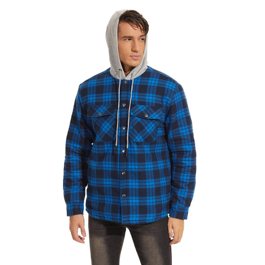 Men's Winter Warm Hooded Heavyweight Cotton Flannel Jacket