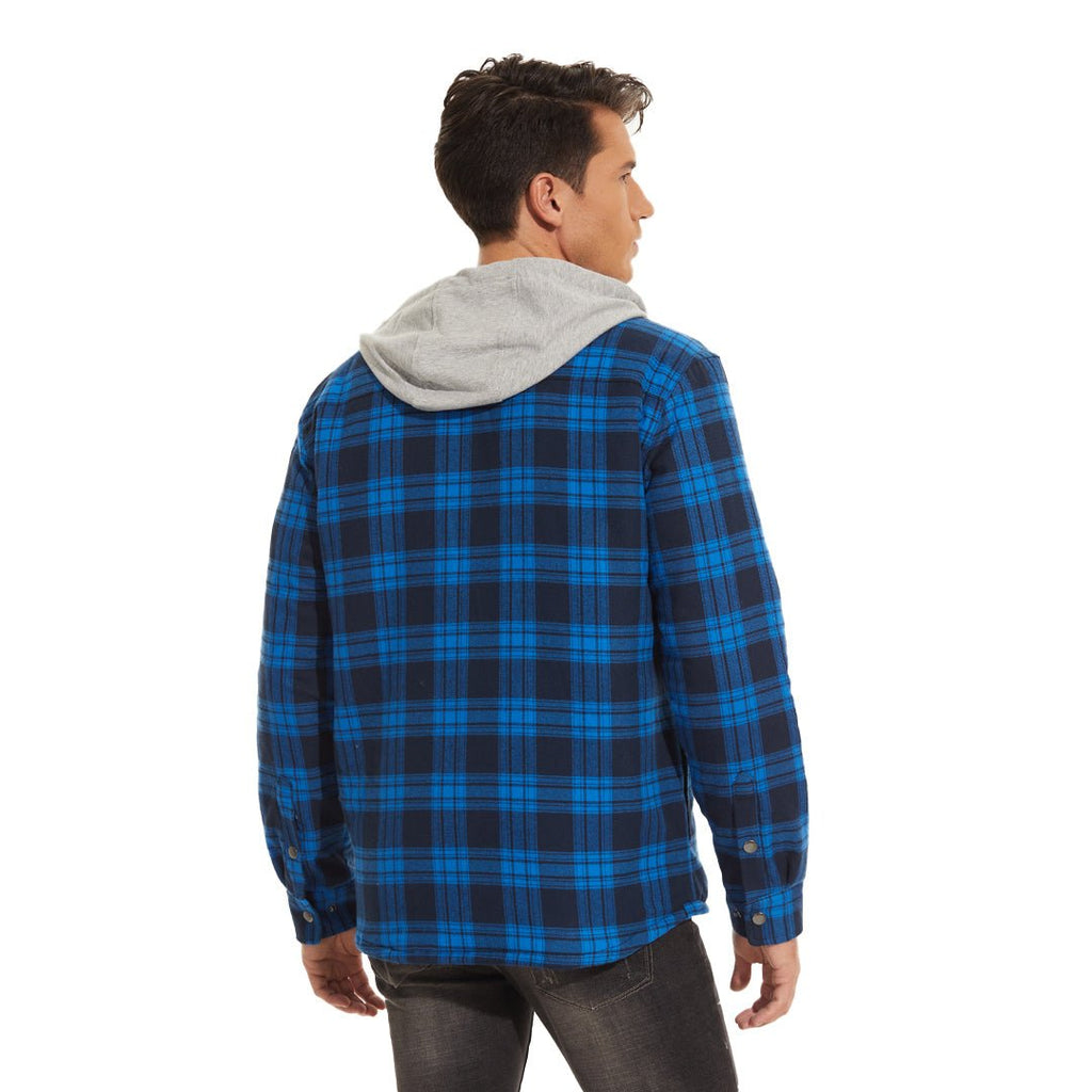 Men's Winter Warm Hooded Heavyweight Cotton Flannel Jacket
