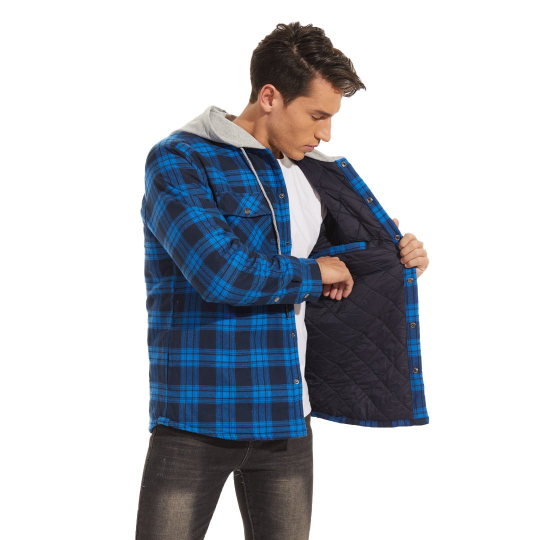 Men's Winter Warm Hooded Heavyweight Cotton Flannel Jacket