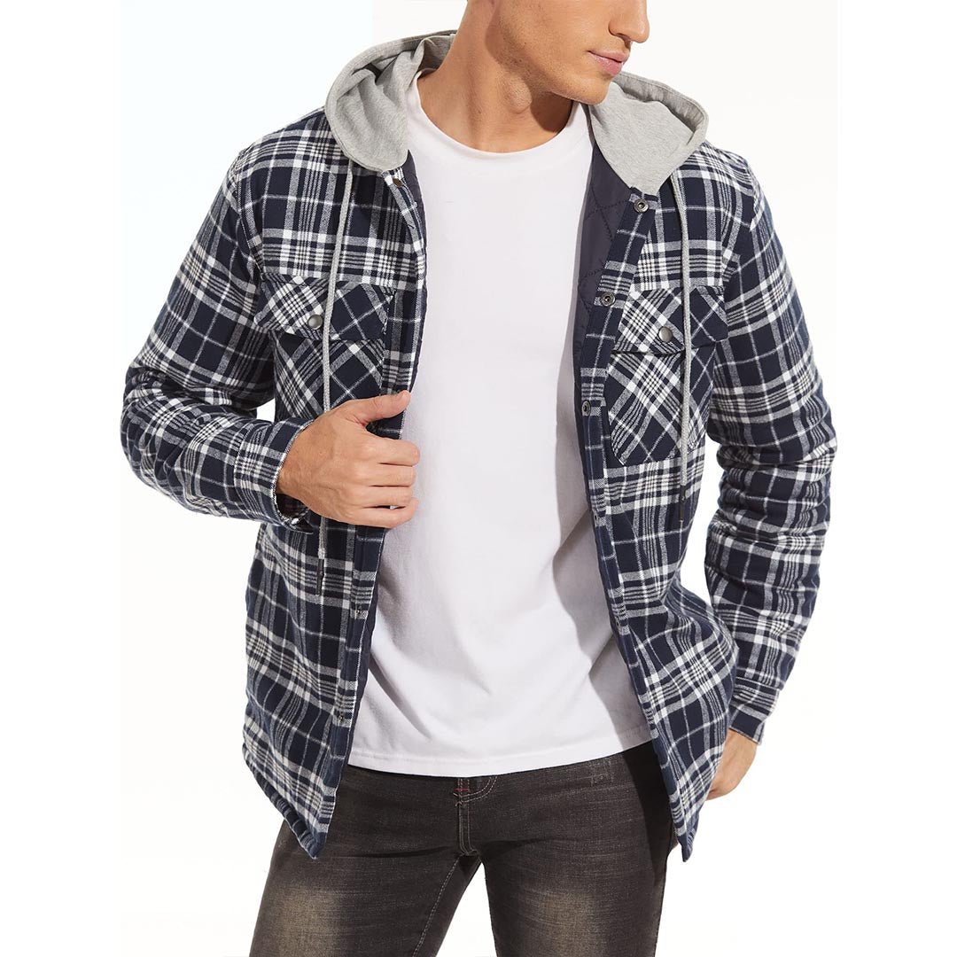 Men's Winter Warm Hooded Heavyweight Cotton Flannel Jacket