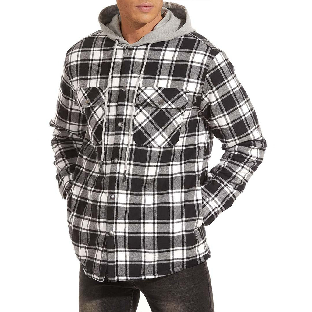 Men's Winter Warm Hooded Heavyweight Cotton Flannel Jacket