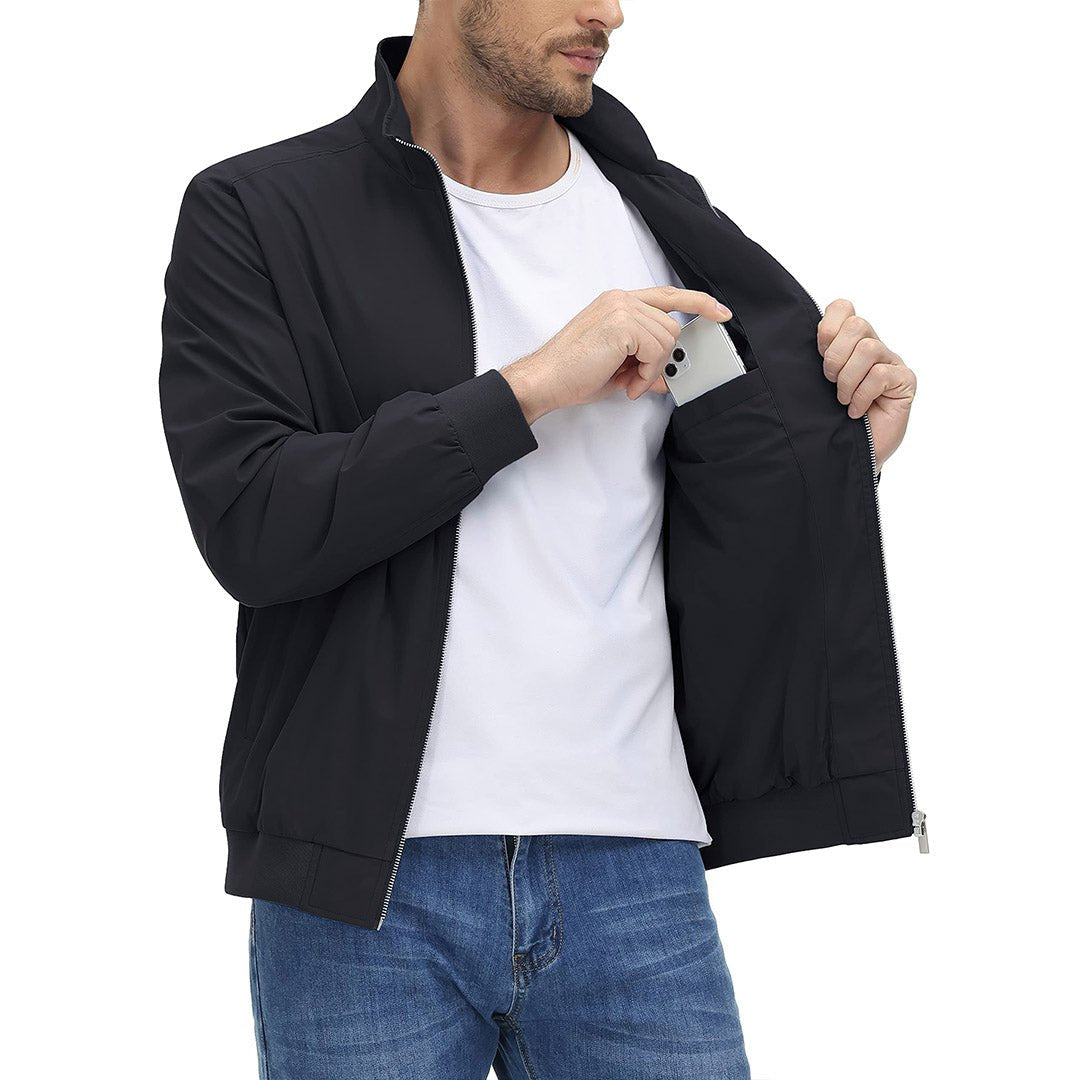 Men's Lightweight Casual Jacket - Breathable Bomber Coat for Spring