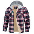 Men's Fleece Lined Plaid Hooded Multi Pocket Flannel Jacket