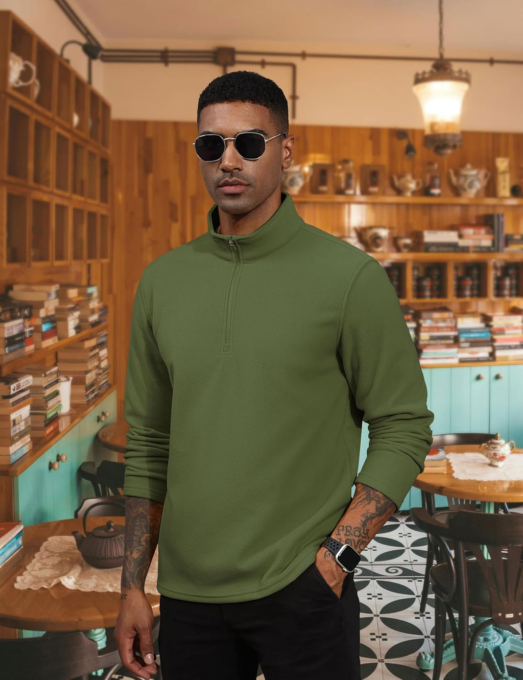 Men's Pullover Workout Fleece 1/4 Zip Uncw Vintage Sweatshirts