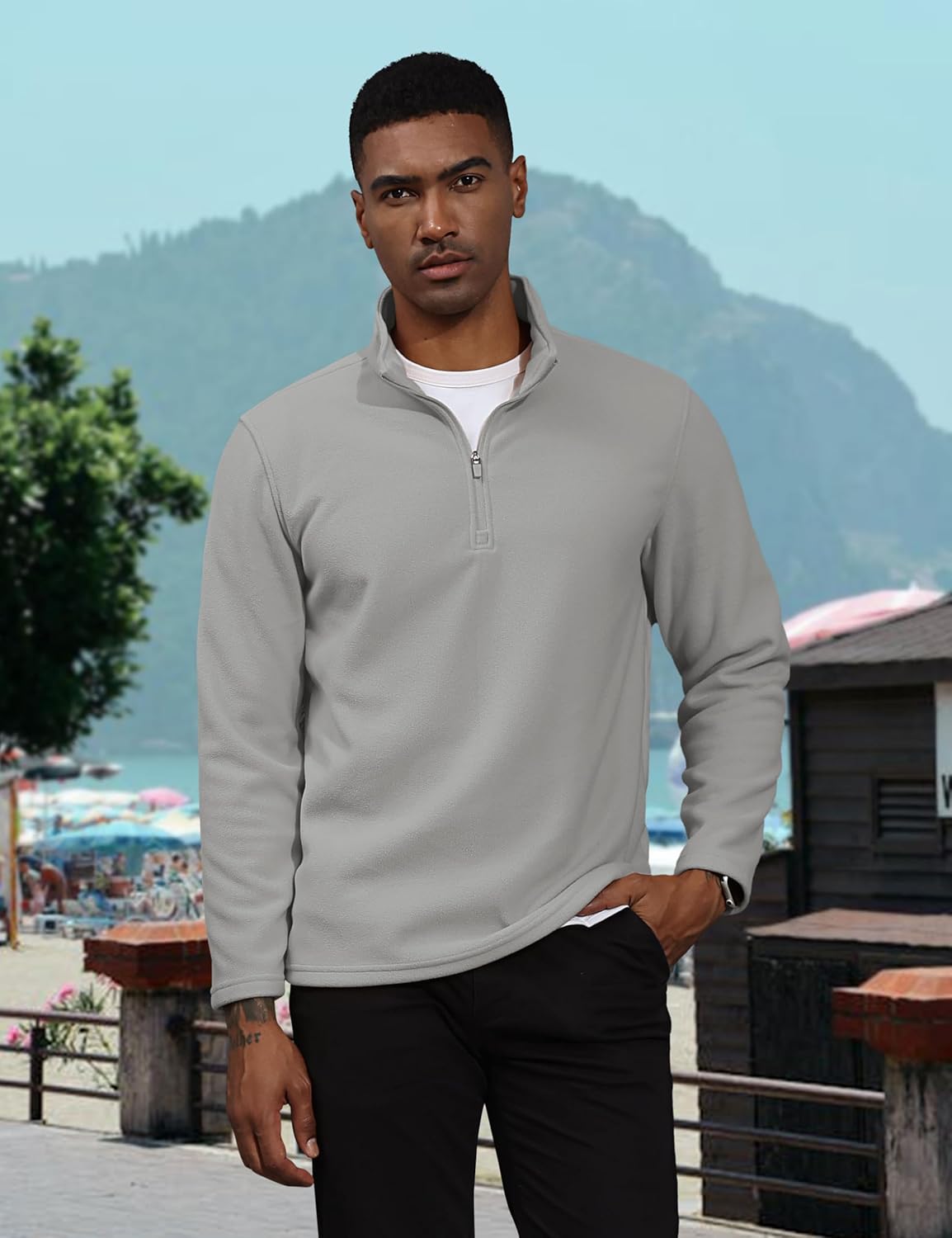 Men's Pullover Workout Fleece 1/4 Zip Uncw Vintage Sweatshirts