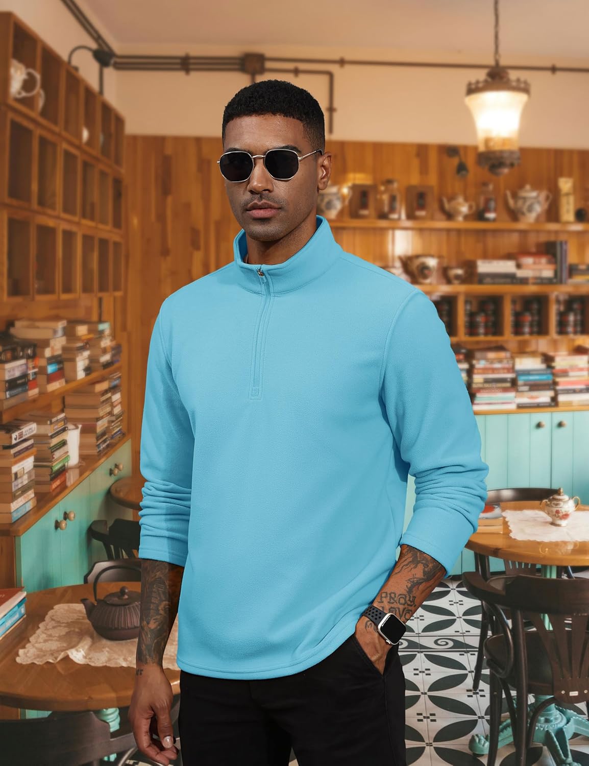 Men's Pullover Workout Fleece 1/4 Zip Uncw Vintage Sweatshirts