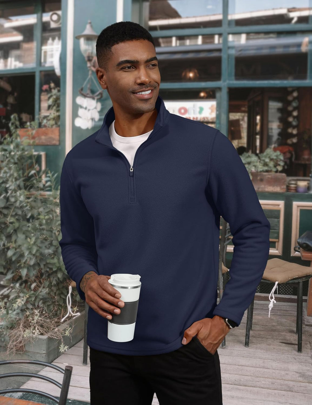Men's Pullover Workout Fleece 1/4 Zip Uncw Vintage Sweatshirts