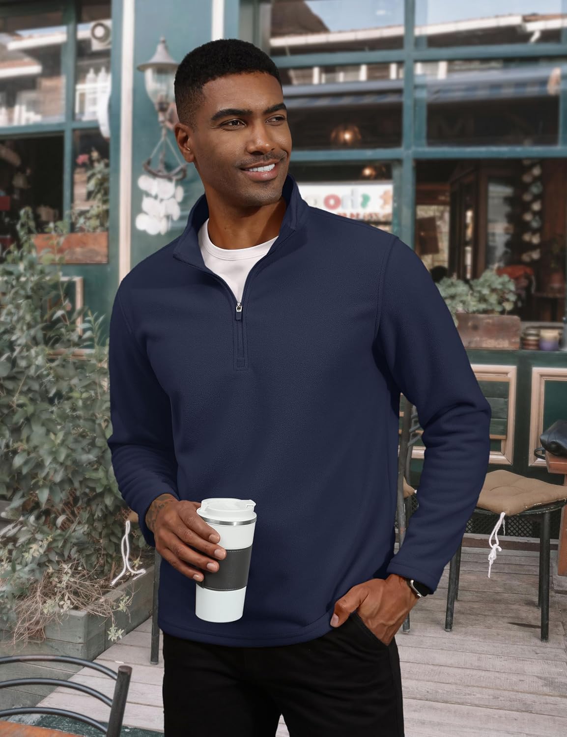 Men's Pullover Workout Fleece 1/4 Zip Uncw Vintage Sweatshirts