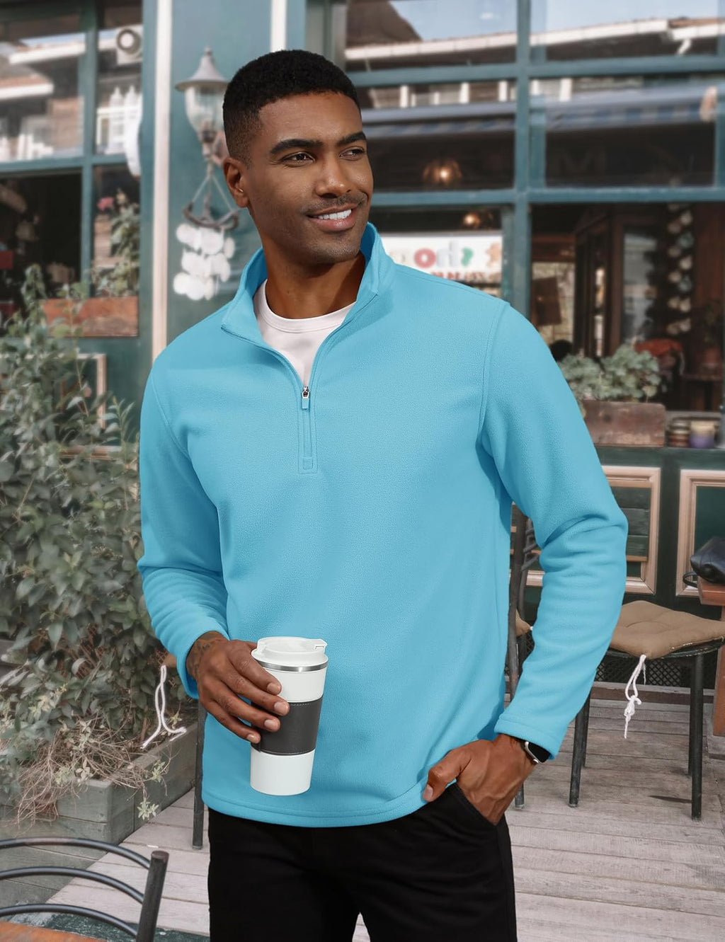Men's Pullover Workout Fleece 1/4 Zip Uncw Vintage Sweatshirts