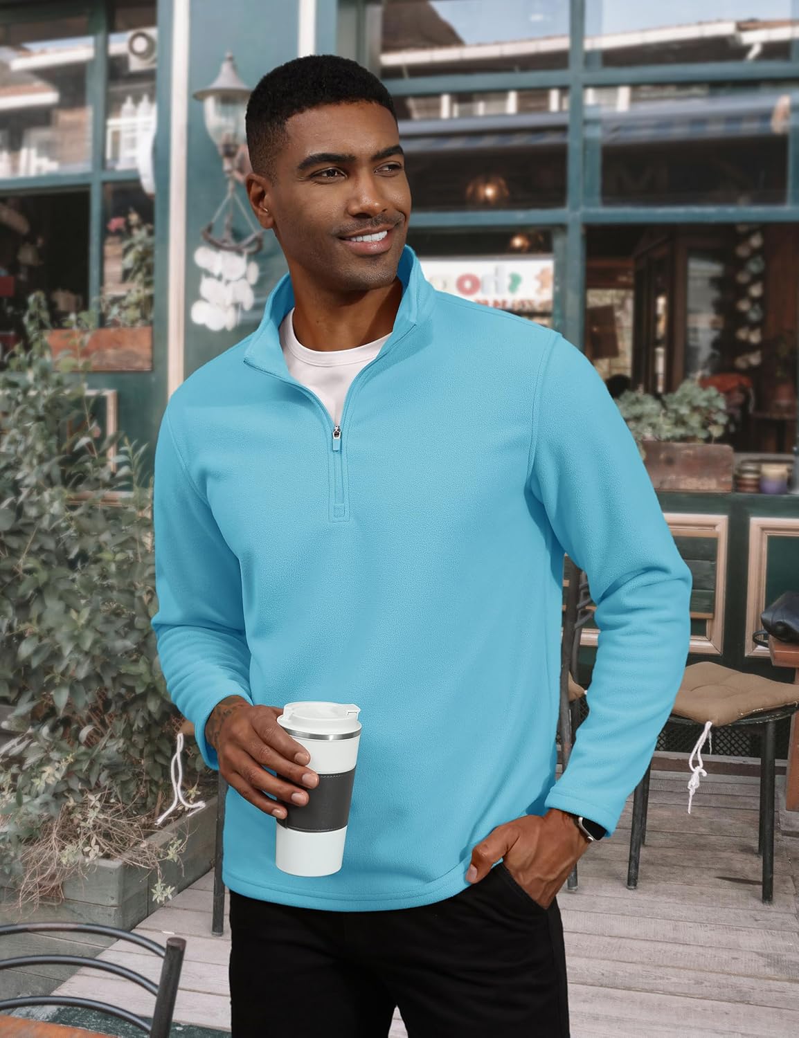 Men's Pullover Workout Fleece 1/4 Zip Uncw Vintage Sweatshirts