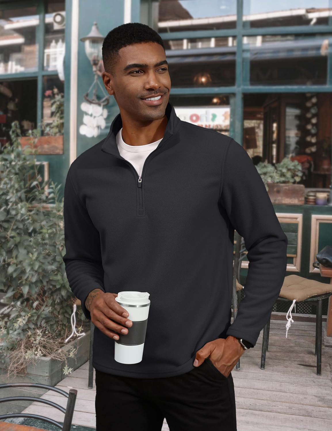 Men's Pullover Workout Fleece 1/4 Zip Uncw Vintage Sweatshirts