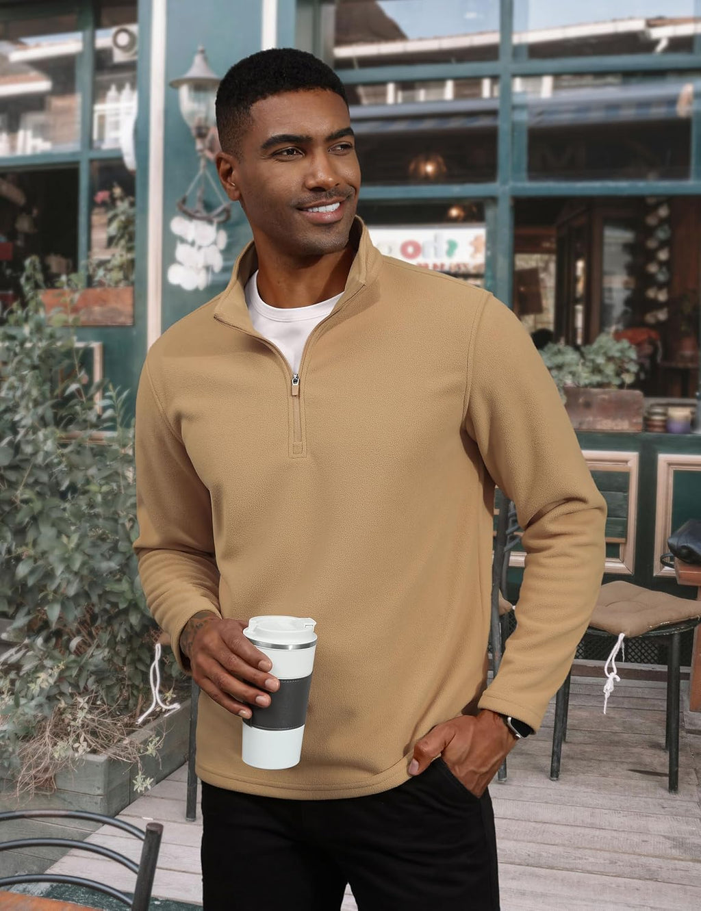 Men's Pullover Workout Fleece 1/4 Zip Uncw Vintage Sweatshirts