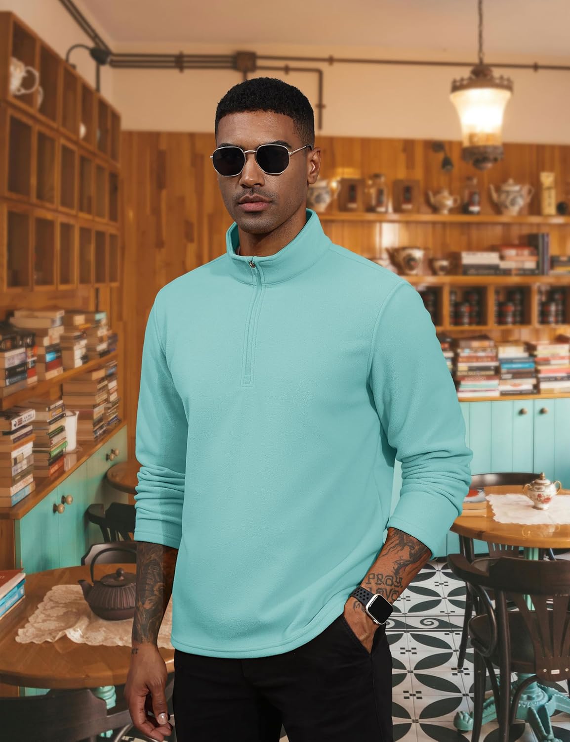 Men's Pullover Workout Fleece 1/4 Zip Uncw Vintage Sweatshirts