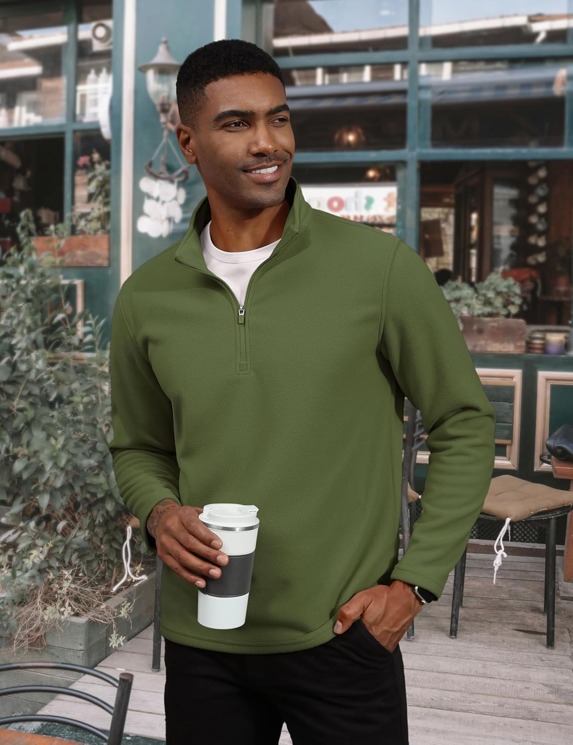 Men's Pullover Workout Fleece 1/4 Zip Uncw Vintage Sweatshirts