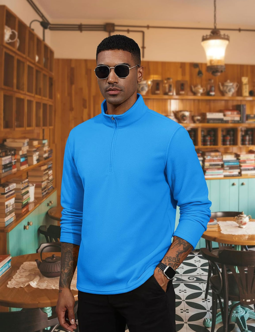 Men's Pullover Workout Fleece 1/4 Zip Uncw Vintage Sweatshirts