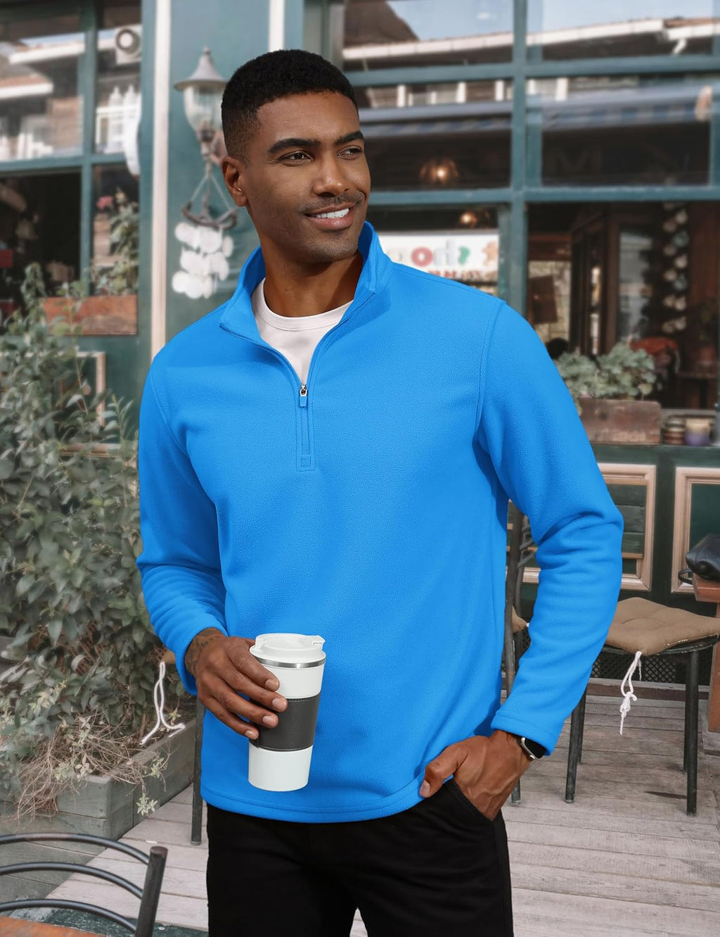 Men's Pullover Workout Fleece 1/4 Zip Uncw Vintage Sweatshirts