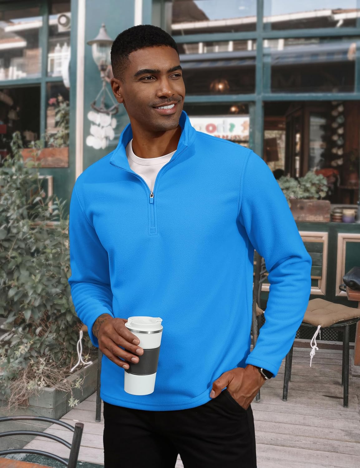Men's Pullover Workout Fleece 1/4 Zip Uncw Vintage Sweatshirts