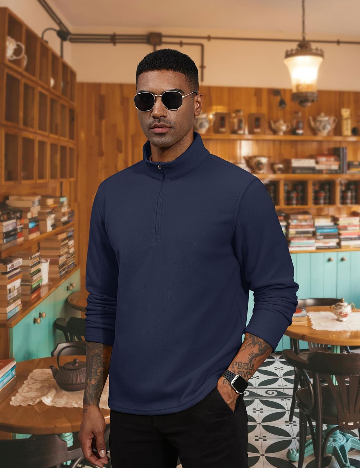 Men's Pullover Workout Fleece 1/4 Zip Uncw Vintage Sweatshirts