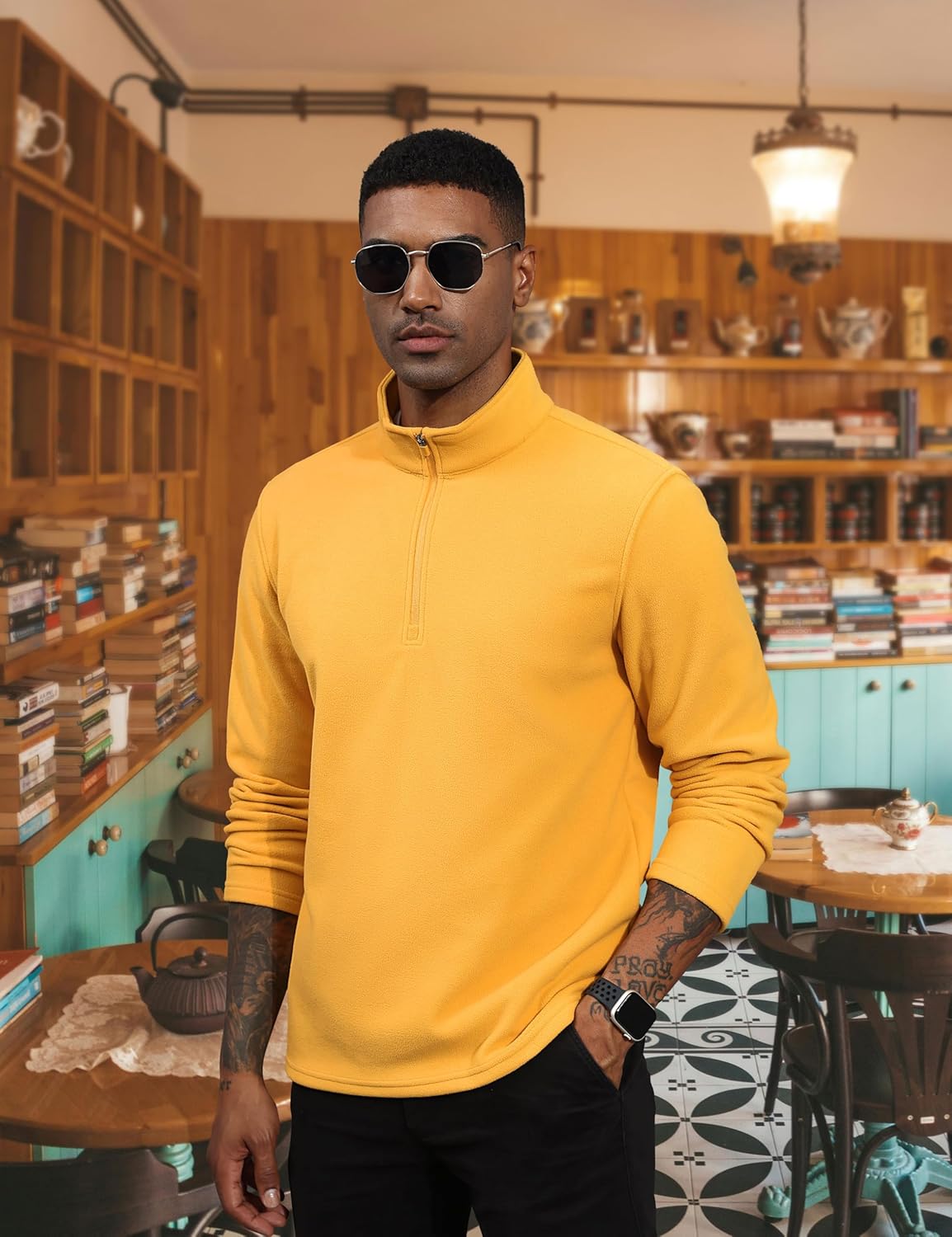Men's Pullover Workout Fleece 1/4 Zip Uncw Vintage Sweatshirts
