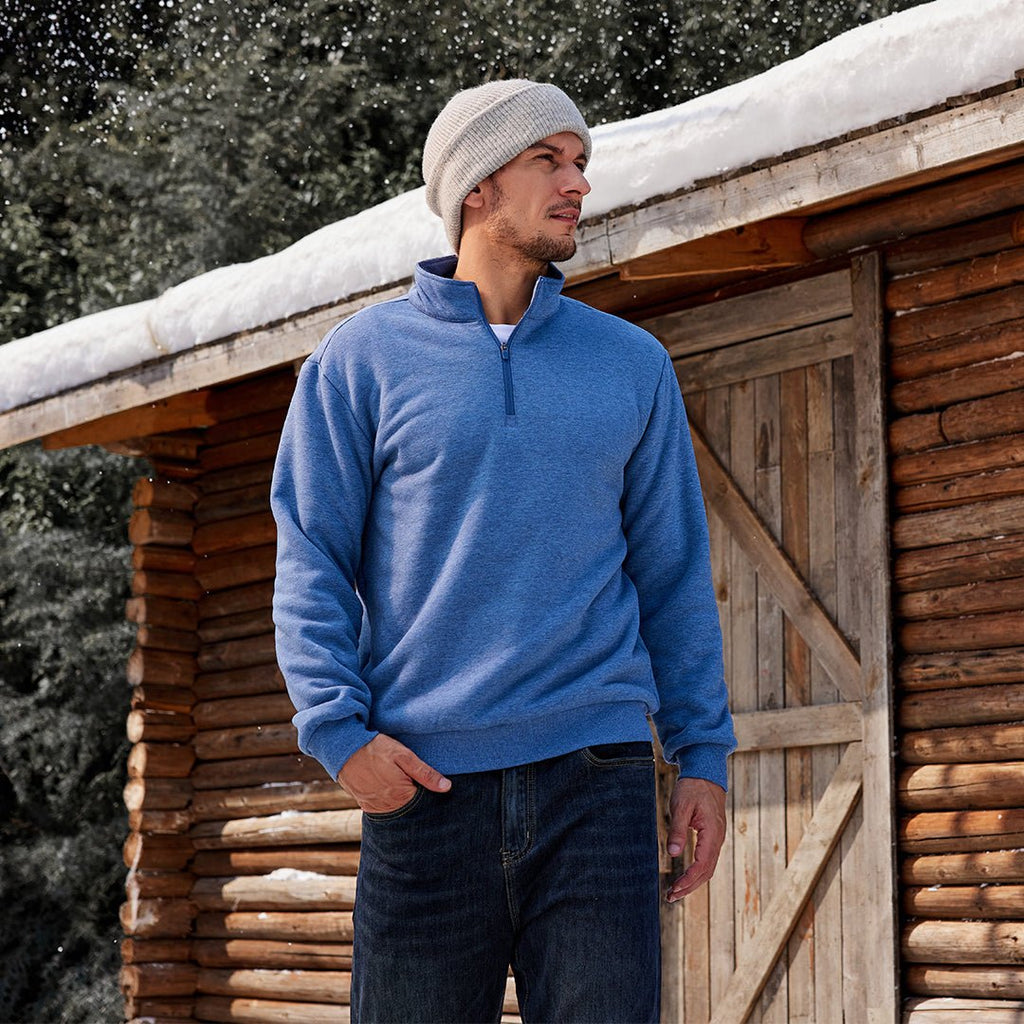 Men's Quarter Zip Fleece Pullover Warm Winter Sweatshirt