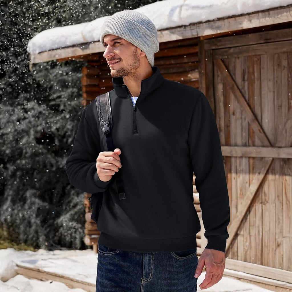 Men's Quarter Zip Fleece Pullover Warm Winter Sweatshirt