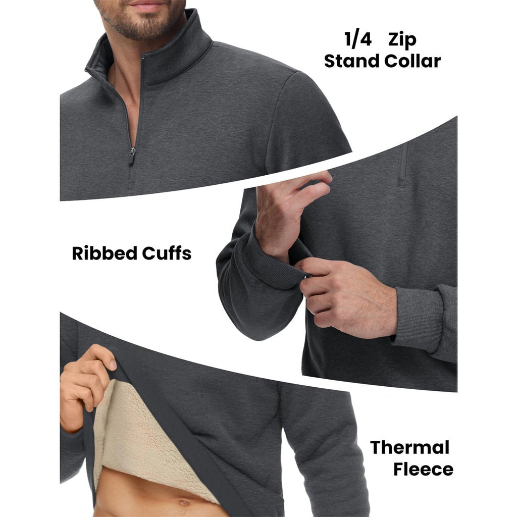 Men's Quarter Zip Fleece Pullover Warm Winter Sweatshirt