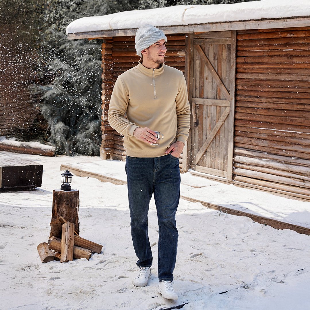 Men's Quarter Zip Fleece Pullover Warm Winter Sweatshirt